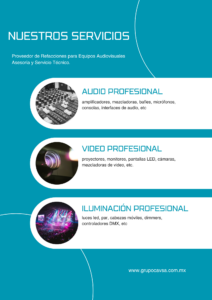 Venta, Mantenimiento, Reparación e Instalación de Equipos Audiovisuales.